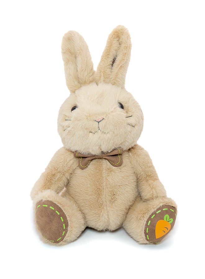 Toto Toys Lovely Bow Collar Long Ears Carrot Rabbit Plush Toy Brown Color 30 cm - Image 1