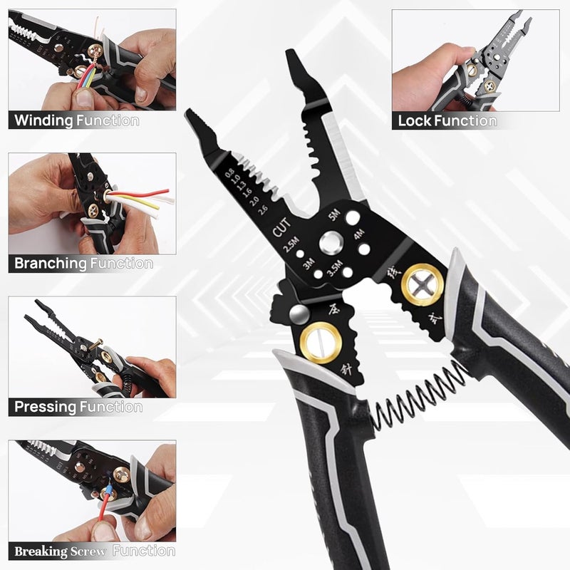 Whixant Wire Stripping Pliers 9 in1 Wire Cutter Stripping Tool Professional Cable Stripper for Electric Cable Stripping Cutting and Crimping - Image 3