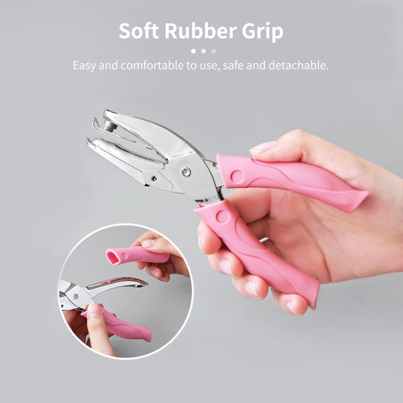 Handheld Hole Punch: 5mm Star Shape Soft Rubber Grip Durable Metal - Labor-Saving Paper Puncher with Scrap Collection Slot for DIY Craft - Image 3
