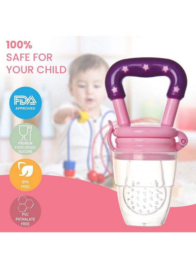 Naughty Kidz Baby Food Feeder;Fruit Feeder Pacifier;Fruit Nibbler Best Toy Fruit Teether;Soft Silicone Fruit Teether For Babies;Fridge & Dishwasher Safe;100% Bpa Free Teether (Pink) - Image 4