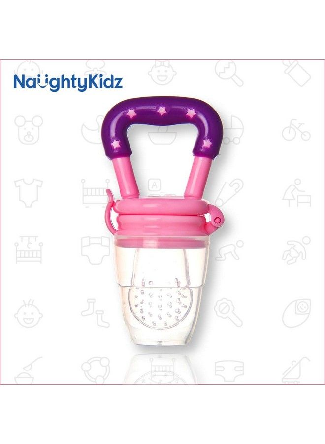 Naughty Kidz Baby Food Feeder;Fruit Feeder Pacifier;Fruit Nibbler Best Toy Fruit Teether;Soft Silicone Fruit Teether For Babies;Fridge & Dishwasher Safe;100% Bpa Free Teether (Pink) - Image 2