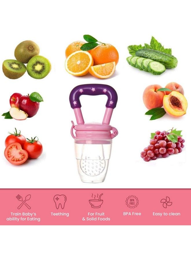 Naughty Kidz Baby Food Feeder;Fruit Feeder Pacifier;Fruit Nibbler Best Toy Fruit Teether;Soft Silicone Fruit Teether For Babies;Fridge & Dishwasher Safe;100% Bpa Free Teether (Pink) - Image 5