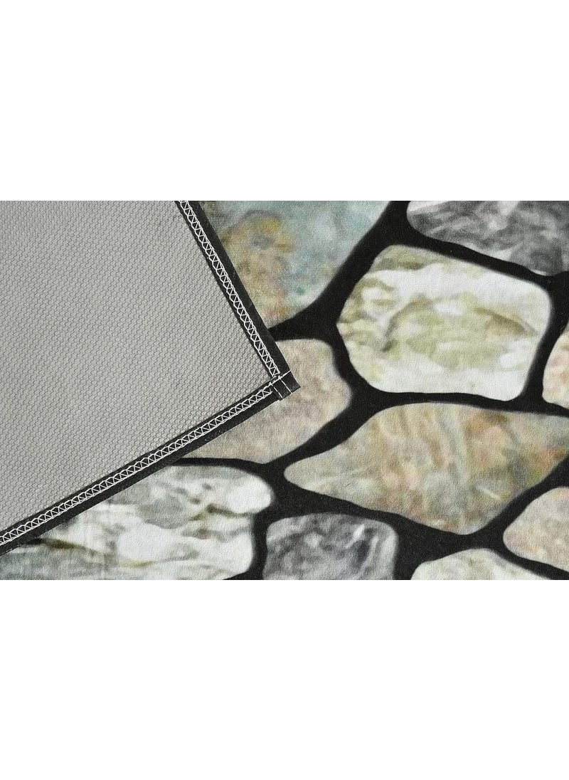 Sharda Home Decor Sharda Home Decor Velvet AntiSkid Look Soft Washable Multi Purpose Mat Runner Set 18X54 17X26 Inches Kitchen Combo Mat Of 2 Pieces Desizn No9  - Image 4