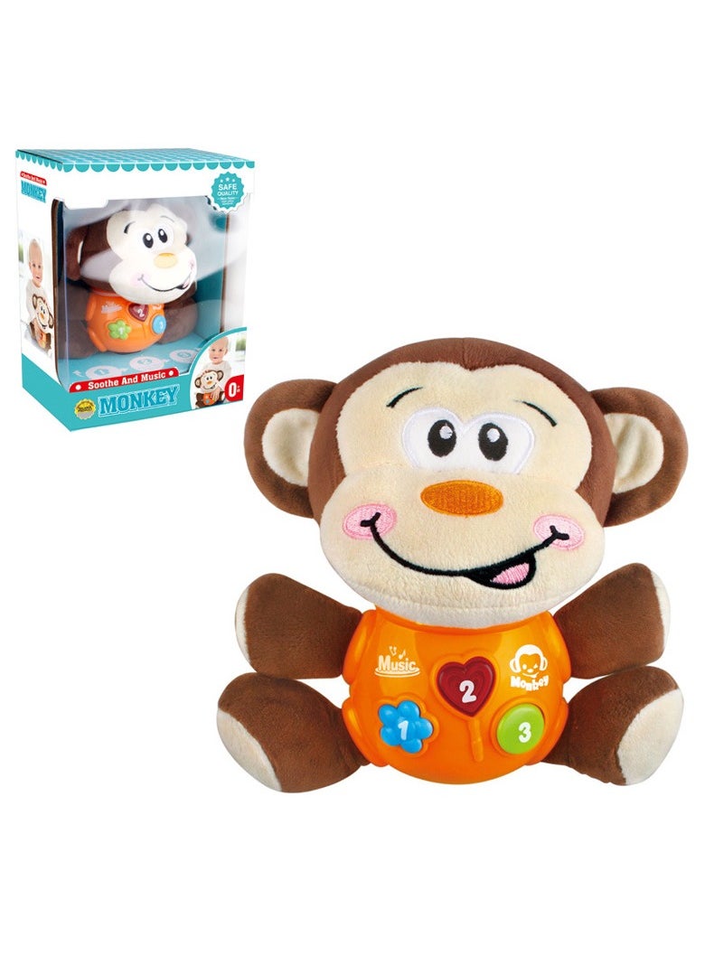 General - Music Sound And Light Pacifying Monkey Newborn Baby Fetal Education Plush Toys Sleeping 0-36 Months Educational Toys - Image 1