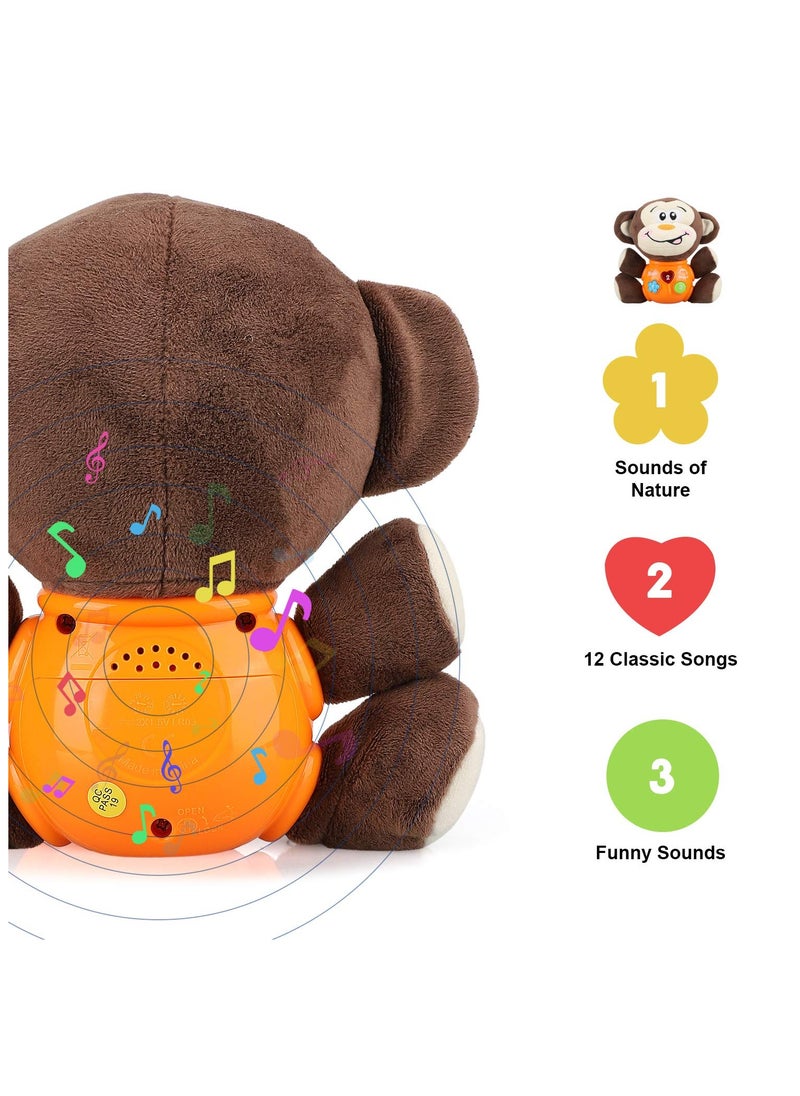General - Music Sound And Light Pacifying Monkey Newborn Baby Fetal Education Plush Toys Sleeping 0-36 Months Educational Toys - Image 1
