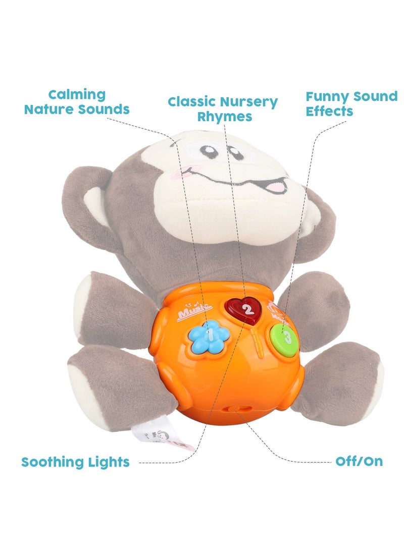General - Music Sound And Light Pacifying Monkey Newborn Baby Fetal Education Plush Toys Sleeping 0-36 Months Educational Toys - Image 1