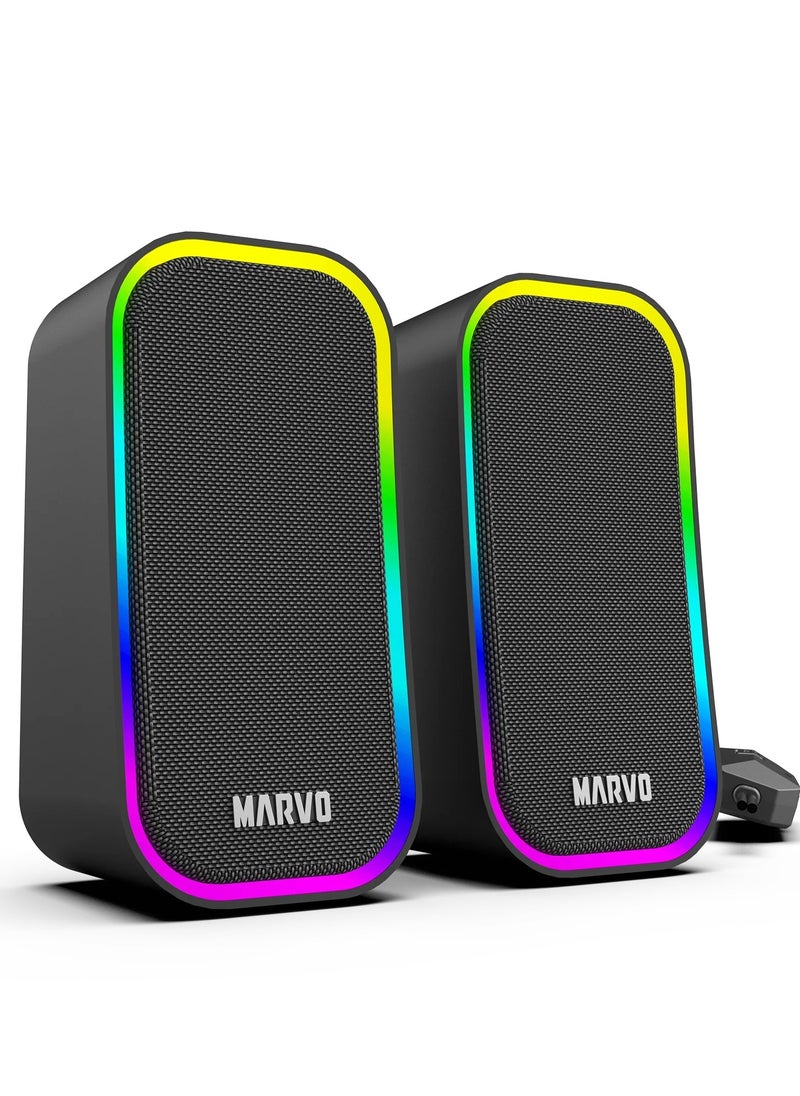MARVO SG285 Havoc 20 2.0 Stereo RGB Gaming Speaker Powerful 6W Output - Volume RGB 5 lighting modes  - Image 1