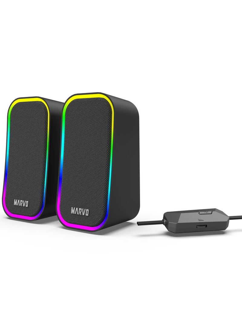 MARVO SG285 Havoc 20 2.0 Stereo RGB Gaming Speaker Powerful 6W Output - Volume RGB 5 lighting modes  - Image 2