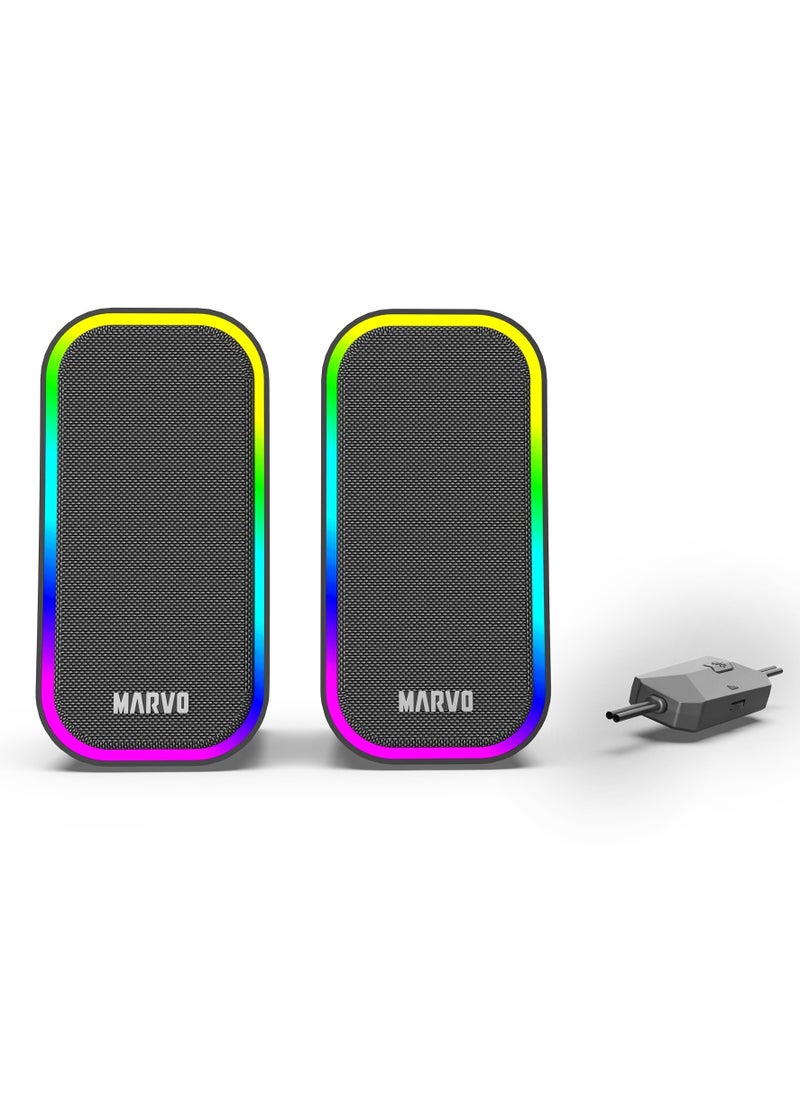 MARVO SG285 Havoc 20 2.0 Stereo RGB Gaming Speaker Powerful 6W Output - Volume RGB 5 lighting modes  - Image 3