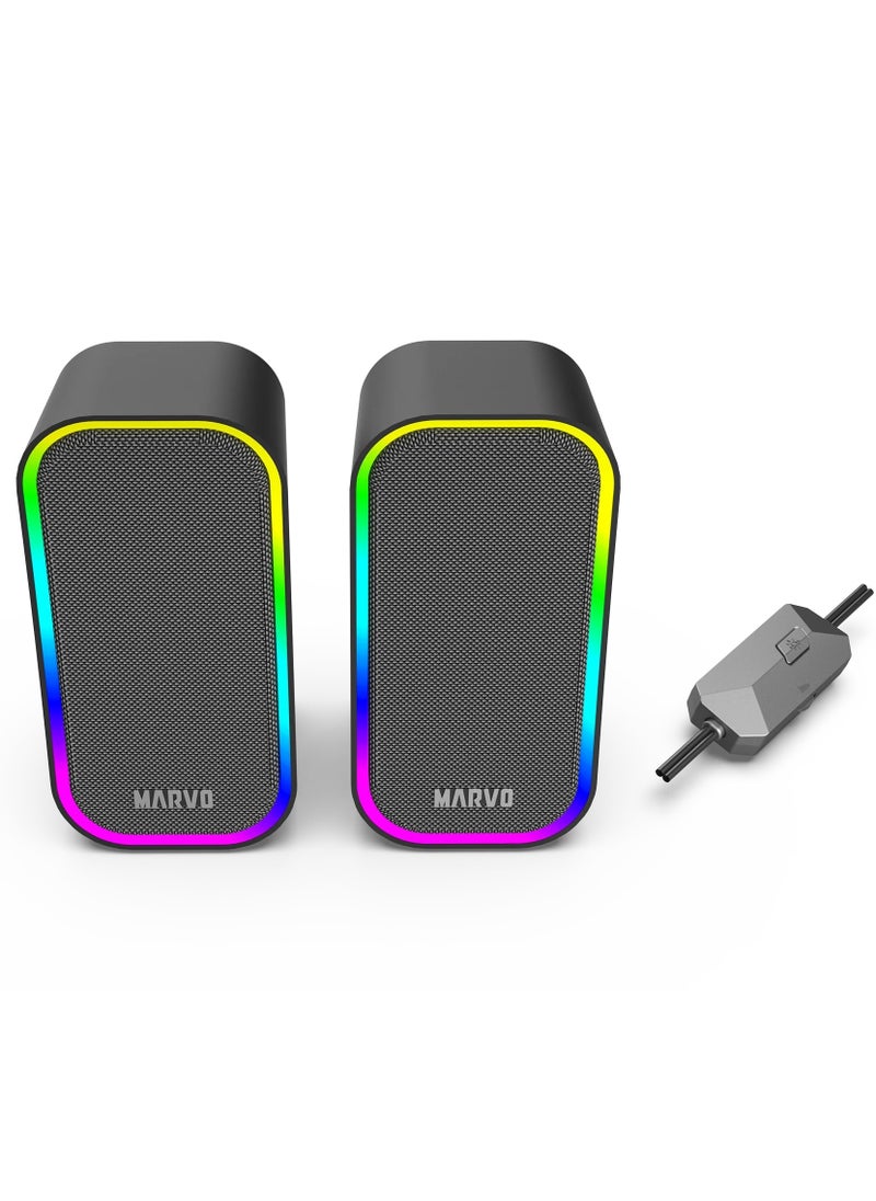 MARVO SG285 Havoc 20 2.0 Stereo RGB Gaming Speaker Powerful 6W Output - Volume RGB 5 lighting modes  - Image 4
