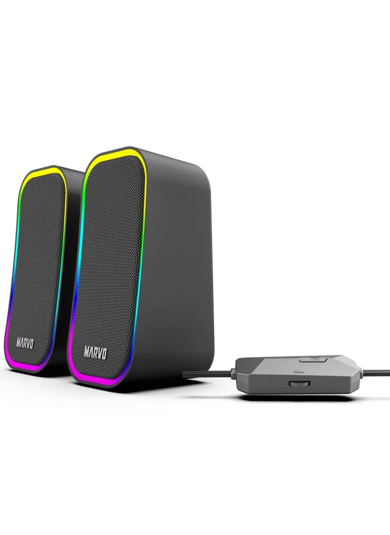 MARVO SG285 Havoc 20 2.0 Stereo RGB Gaming Speaker Powerful 6W Output - Volume RGB 5 lighting modes  - Image 5
