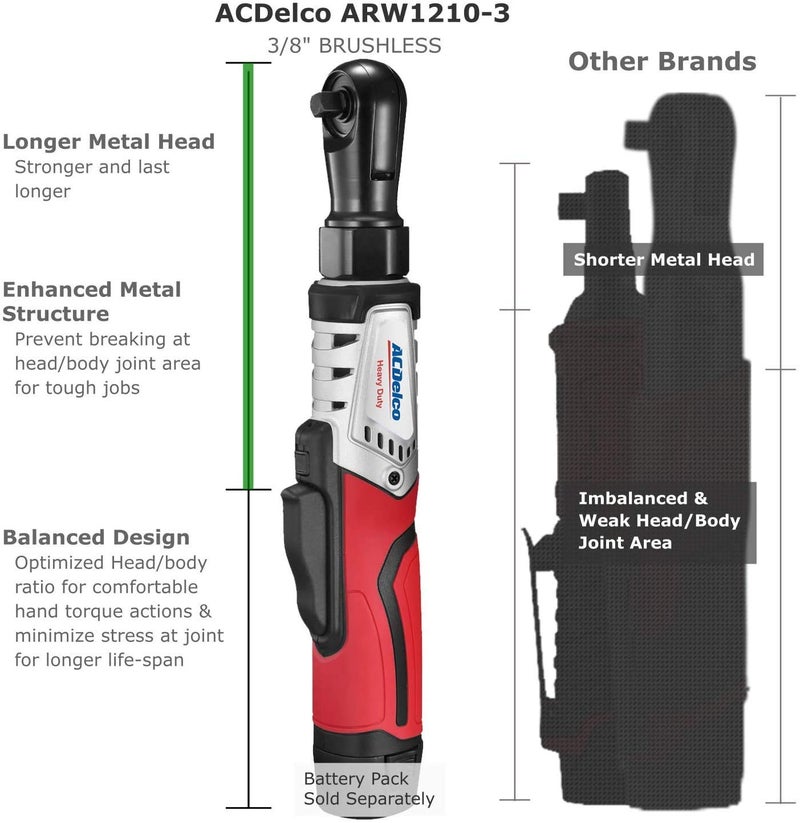 ACDelco Tools ACDelco G12 Series 2-Tool Combo Kit- 1/4" & 3/8" Brushless Ratchet Wrench, ARW12103-K8 - Image 3