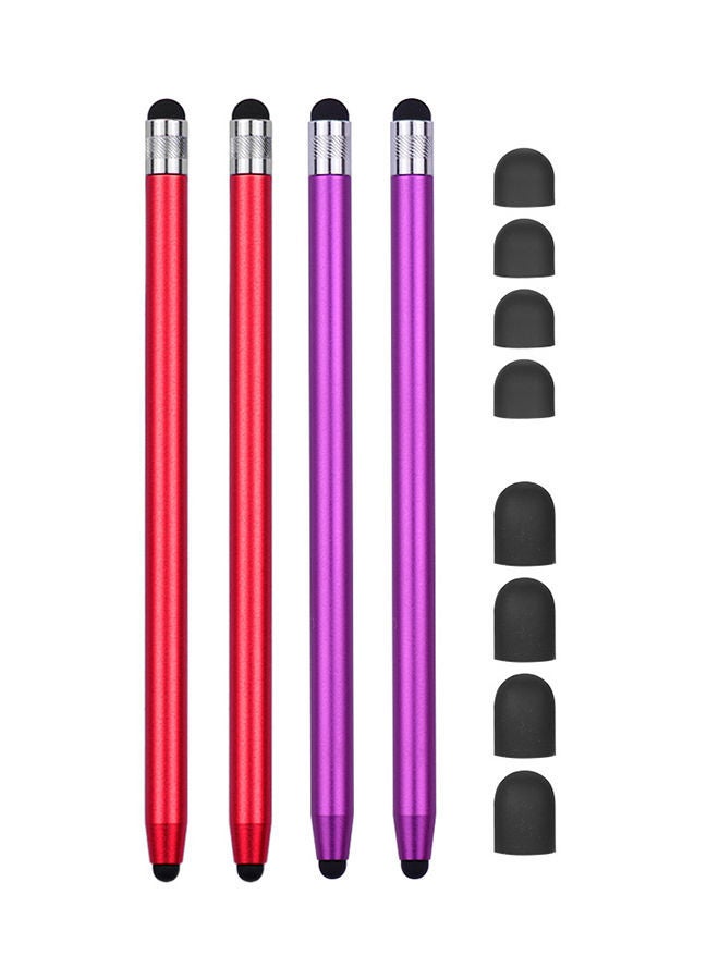 NIBEMINENT 4-Piece Universal Touchscreen Stylus Pen For All Tablets With 8 Extra Replaceable Soft Rubber Tips Multicolour - Image 1