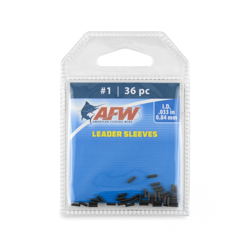 AFW American Fishing Wire Single Barrel Crimp Sleeves, Size #1/.033", Black, 36 pc - Image 1
