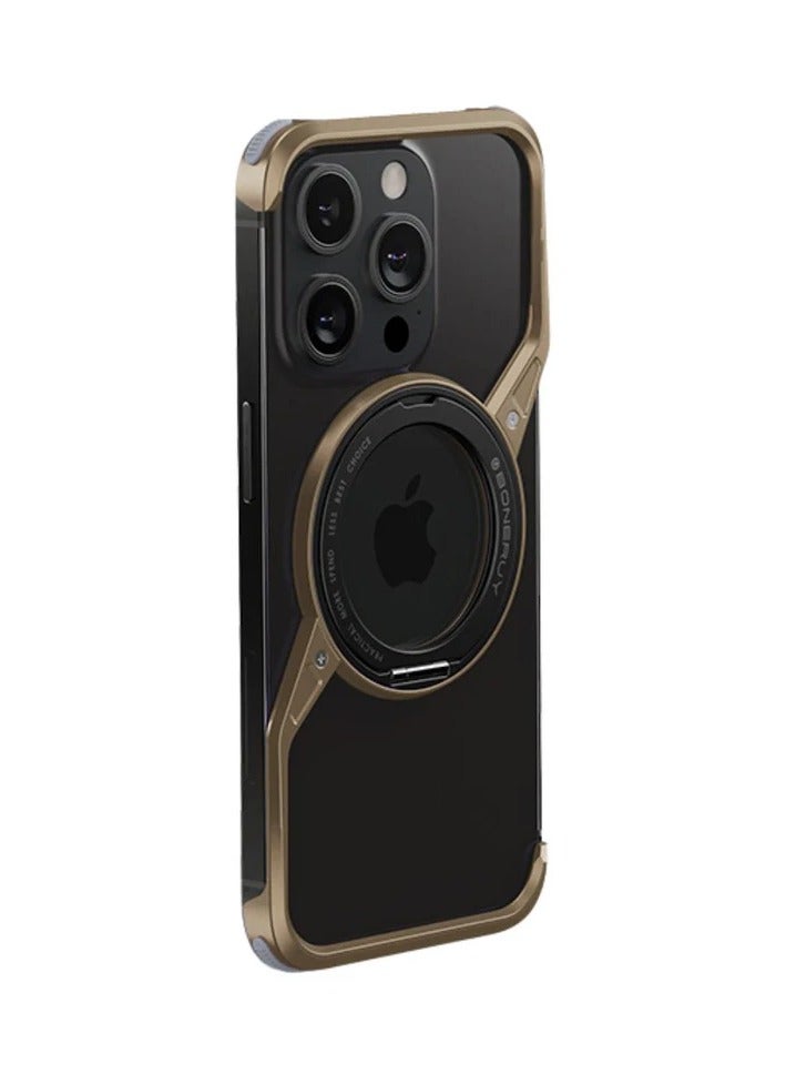 BC Z Shape Metal Magsafe Phone Case for iPhone 16 Pro Phone Protective Cover Bumper w/ 360° Rotation Holder - Image 2