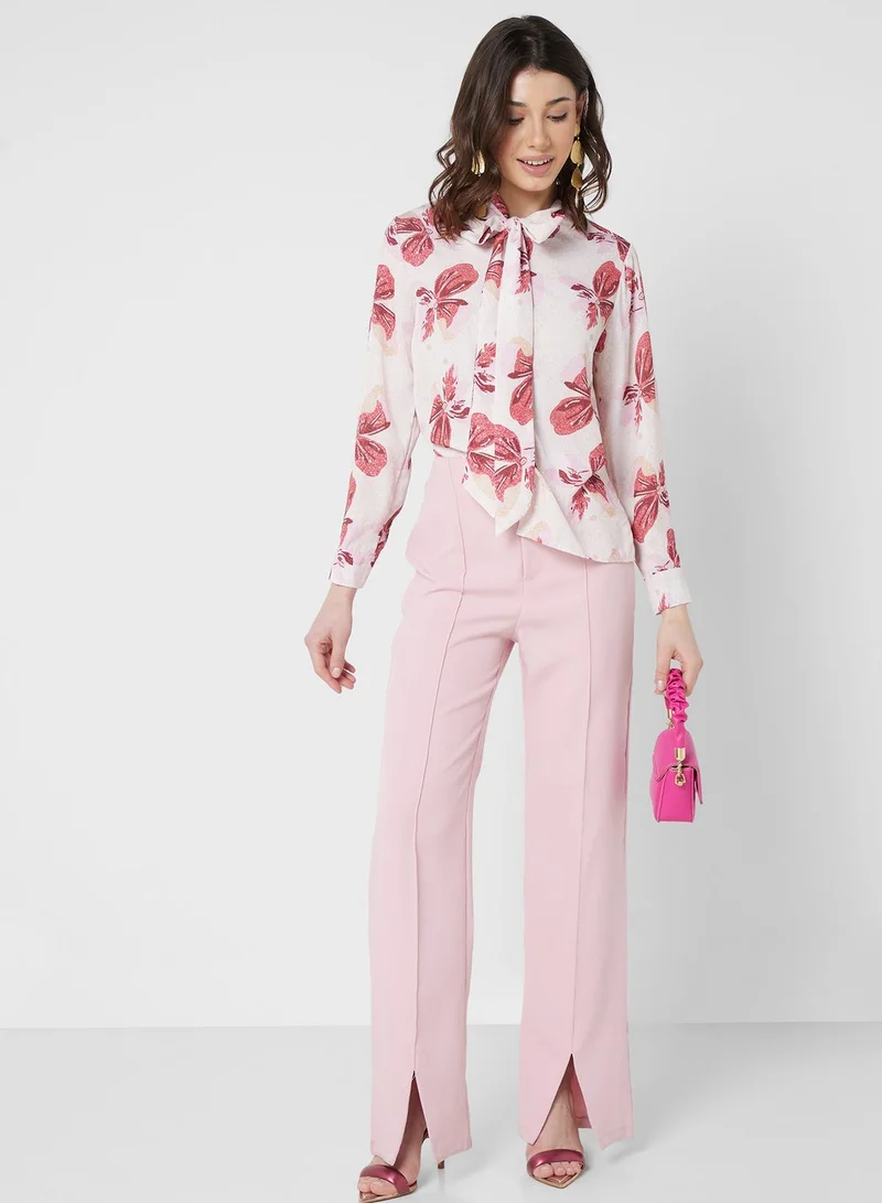 ELLA Front Tie Printed Shirt