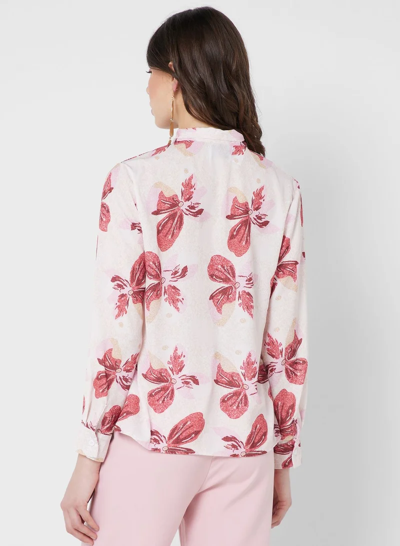 ELLA Front Tie Printed Shirt