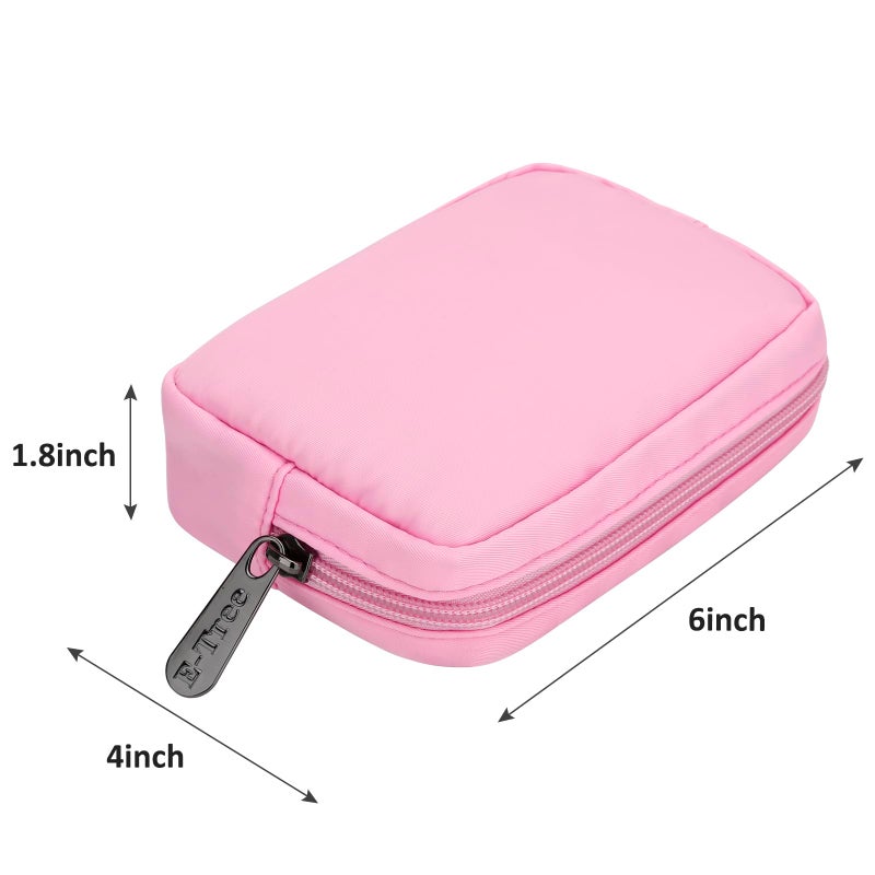 E-Tree Cute Small Makeup Bag, Cosmetic Toiletry Skin Care Make up Little Items Pouch for Purse,Zipper Mini Tech Charger Cable Electronic Organizer Case,Travel Accessories,Pink - Image 4