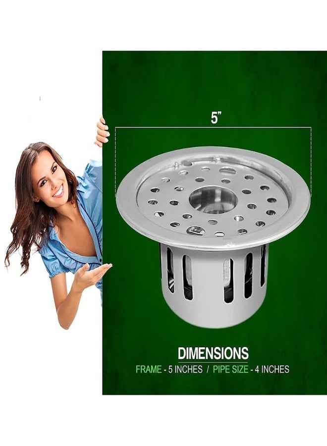 COSVIT Stainless Steel 5" Inch Holly Round Hole with Anti-Cockroach Water Drain Lock Jali for Bathroom & Kitchen (Pack of 2) - Image 3