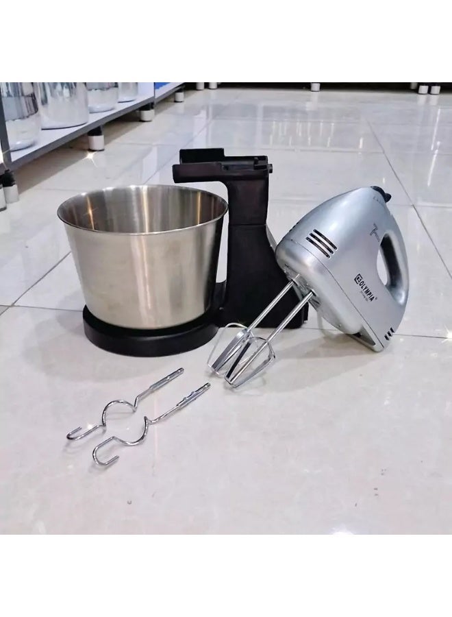 Versatile Olympia Hand Mixer OE-313 with Stand and Bowl 7 Speed Settings Perfect for Mixing Dough Cream Eggs Baking Cakes Strong Motor Easy Operation Kitchen Tool