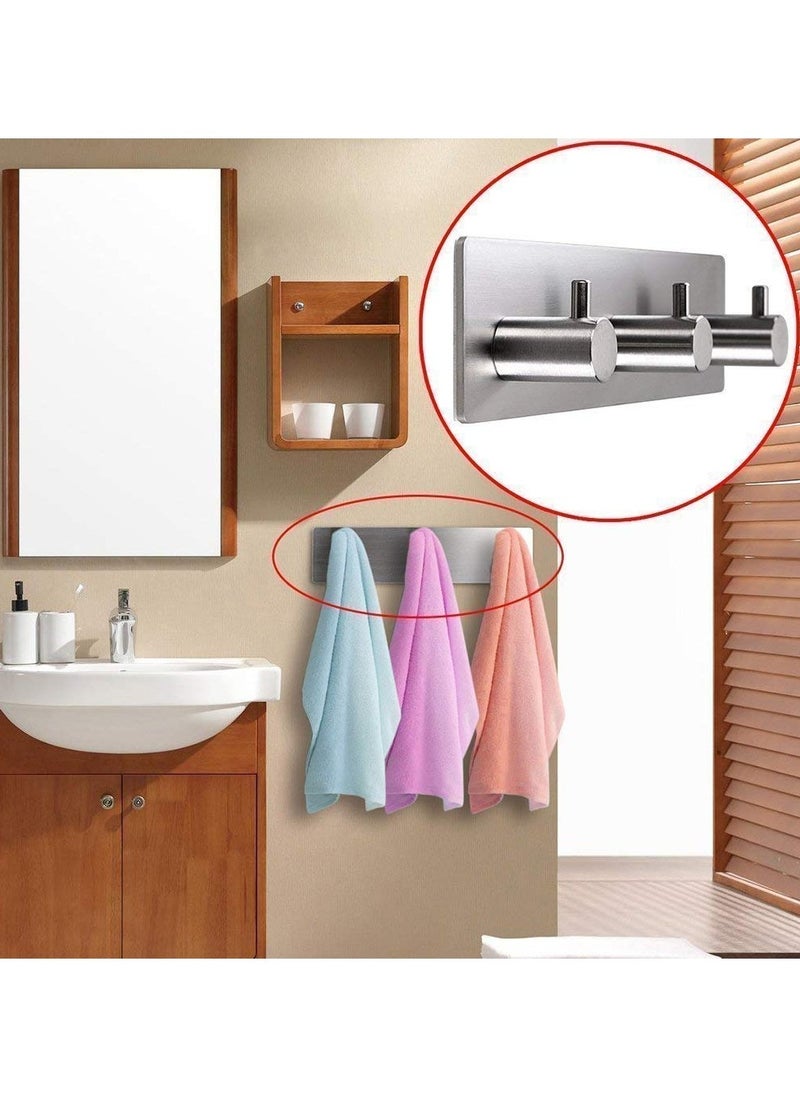BreeJooy - Adhesive Hooks, Wall Hanger Towel Hooks Heavy Duty Hooks for Hanging Ideal for Bathroom Shower Kitchen Home Door Closet Cabinet Stainless Steel - Image 1