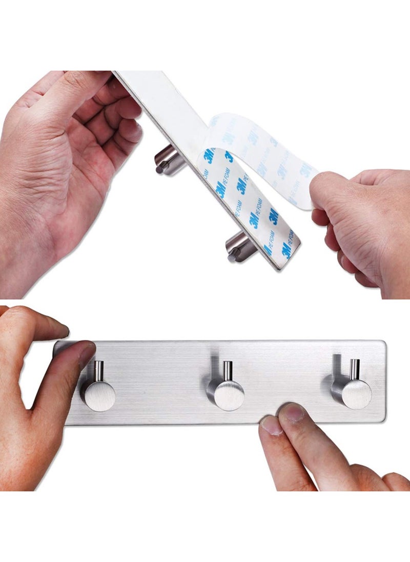 BreeJooy - Adhesive Hooks, Wall Hanger Towel Hooks Heavy Duty Hooks for Hanging Ideal for Bathroom Shower Kitchen Home Door Closet Cabinet Stainless Steel - Image 1