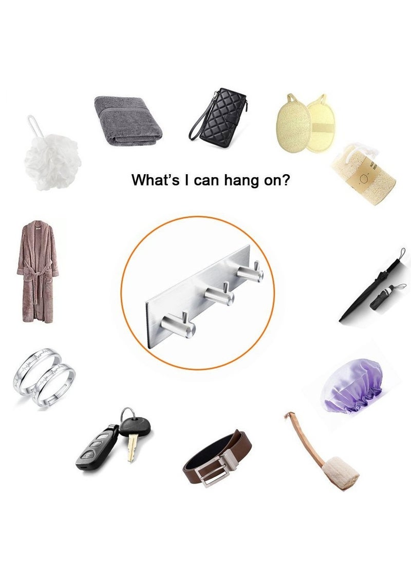 BreeJooy - Adhesive Hooks, Wall Hanger Towel Hooks Heavy Duty Hooks for Hanging Ideal for Bathroom Shower Kitchen Home Door Closet Cabinet Stainless Steel - Image 1