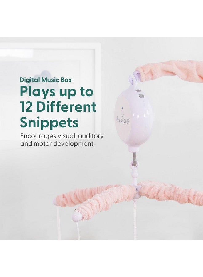 The Peanut Shell The Peanutshell Crib Mobile for Girls - Pink Musical Baby Crib Mobile with 12 Lullabies, Flower Baby Pink Floral Nursery Decor - Image 3