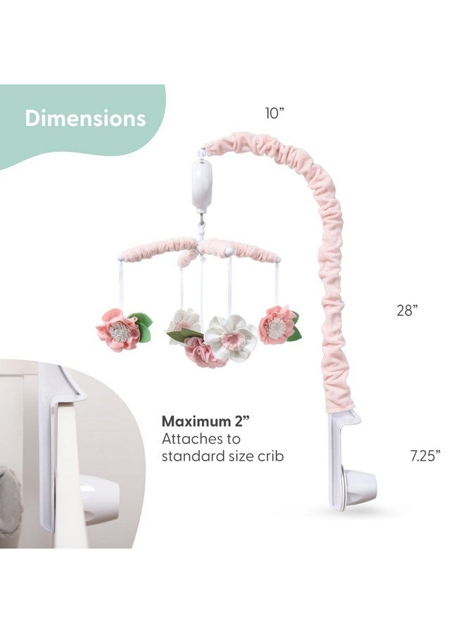 The Peanut Shell The Peanutshell Crib Mobile for Girls - Pink Musical Baby Crib Mobile with 12 Lullabies, Flower Baby Pink Floral Nursery Decor - Image 4