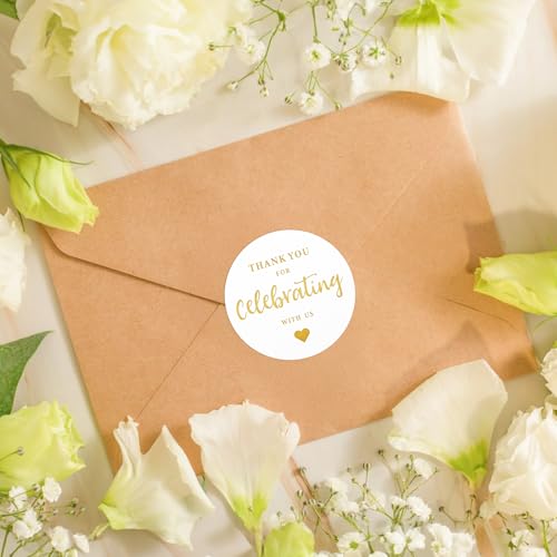 G2PLUS Thank You for Celebrating with Us Stickers, 60PCS 2 Inch Round Thank You Sticker Labels for Invitation Envelopes for Wedding, Birthday Baby Shower, Party Favor (Gold) - Image 4