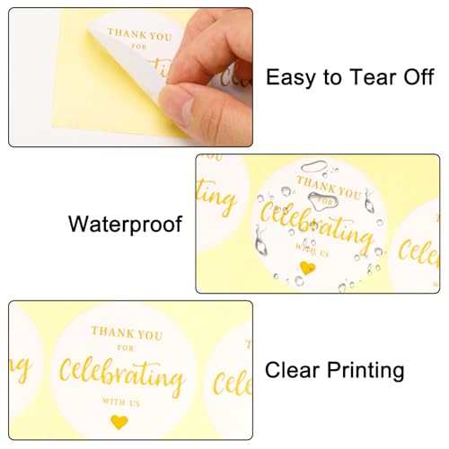 G2PLUS Thank You for Celebrating with Us Stickers, 60PCS 2 Inch Round Thank You Sticker Labels for Invitation Envelopes for Wedding, Birthday Baby Shower, Party Favor (Gold) - Image 3