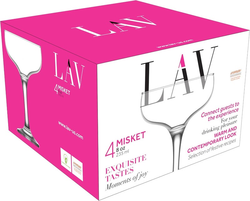 LAV Champagne Coupe Glasses Set of 4 - Elegant Vintage Style, Perfect for Celebrations - Image 5
