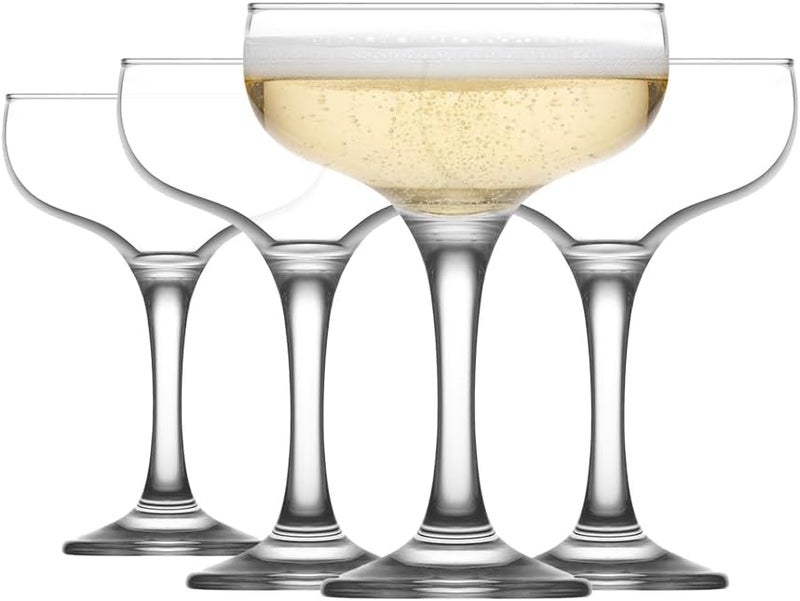 LAV Champagne Coupe Glasses Set of 4 - Elegant Vintage Style, Perfect for Celebrations - Image 1