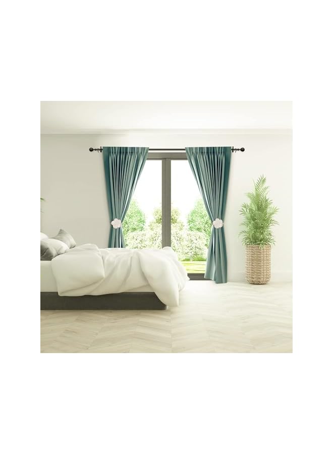 The Bros Curtain Ties Magnetic, 2 Pack Resin Flower Curtain Tiebacks Vintage Curtain Drapery Holdbacks, Magnetic Window Drapery Decorative Holders with Rope for Outdoor, Home, and Office (Beige) - Image 5