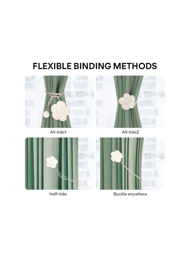 The Bros Curtain Ties Magnetic, 2 Pack Resin Flower Curtain Tiebacks Vintage Curtain Drapery Holdbacks, Magnetic Window Drapery Decorative Holders with Rope for Outdoor, Home, and Office (Beige) - Image 3