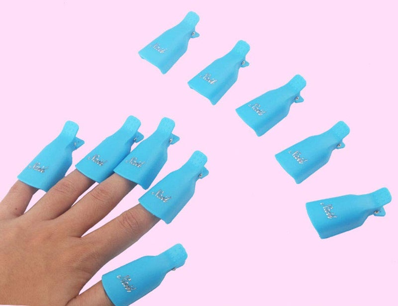 ONWON Onwon 10pc Professional Plastic Acrylic Nail Art Soak Off Cap Clip Uv Gel Polish Remover Wrap Cleaner Clip Cap Tool Blue 