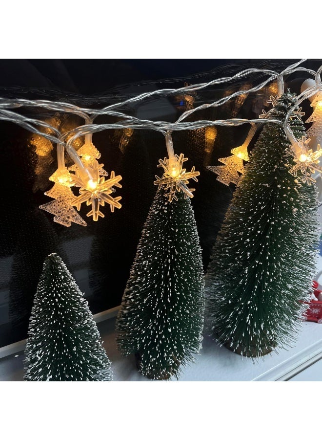 Christmas Decorations Lights,118 Ft 30 LED Elk Snowflakes String Lights Battery Operated Fairy Lights for Bedroom Room Party Home Xmas Tree Indoor Outdoor Decorations (Tree Snowflake) - Image 2