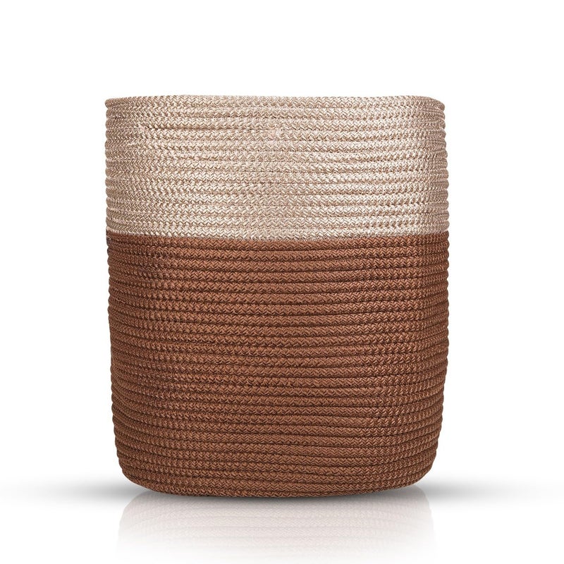 BOBBINY Rope Laundry Hamper Basket 19 Inch Tall Laundry Basket Baby Nursery Hamper for Blanket Storage for Bedroom - Image 1