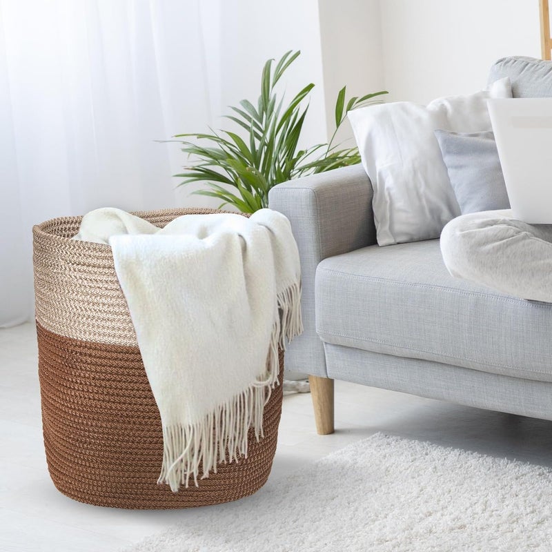 BOBBINY Rope Laundry Hamper Basket 19 Inch Tall Laundry Basket Baby Nursery Hamper for Blanket Storage for Bedroom - Image 2