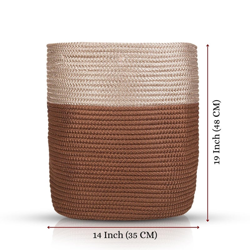 BOBBINY Rope Laundry Hamper Basket 19 Inch Tall Laundry Basket Baby Nursery Hamper for Blanket Storage for Bedroom - Image 4
