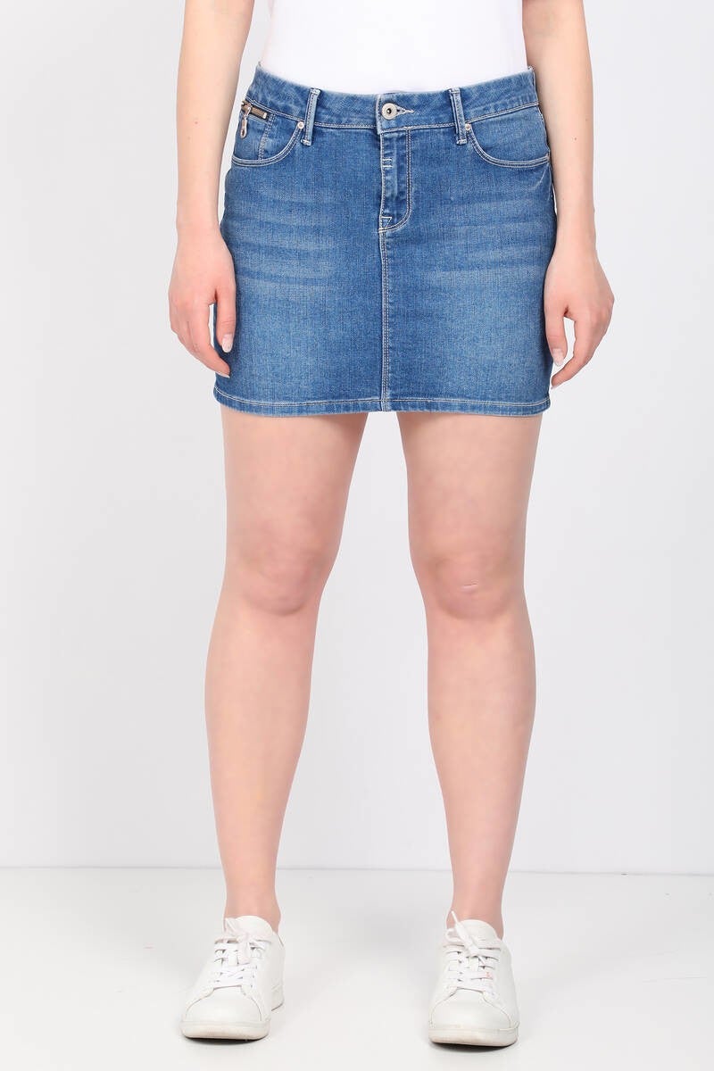 Blue White Women's Jean Short Skirt Light Blue  - Image 1