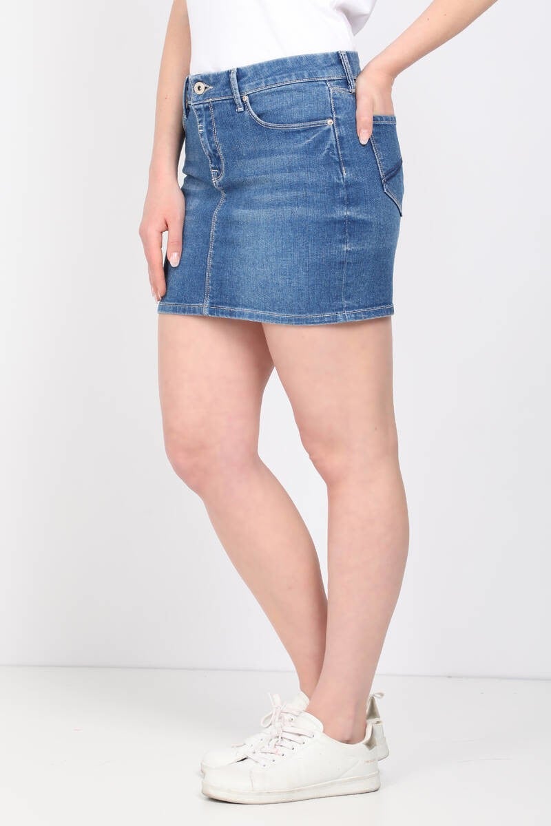 Blue White Women's Jean Short Skirt Light Blue  - Image 2
