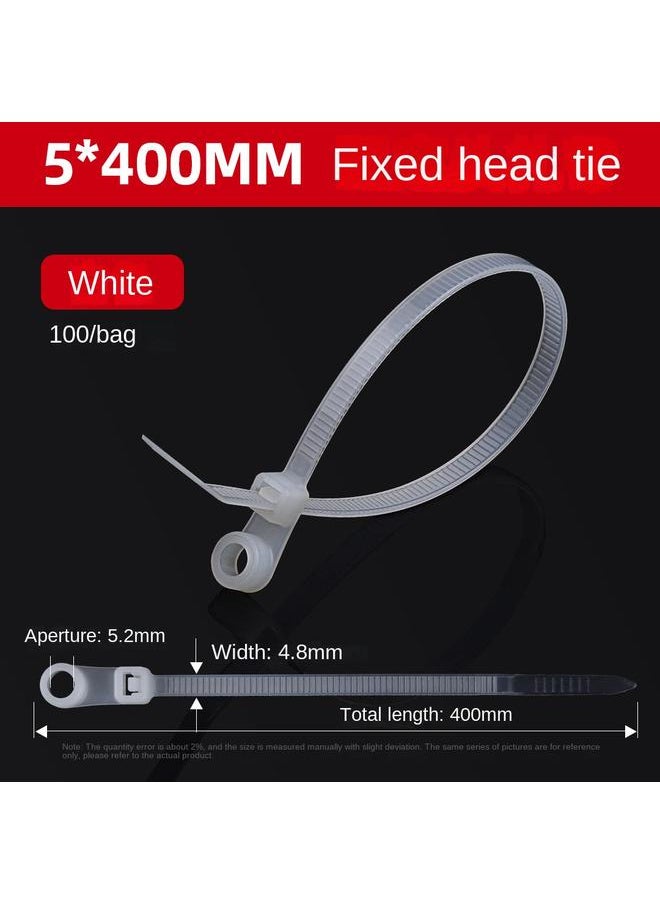 Bluejw Factory Wholesale Fixed Head Nylon Cable Tie 5*200 Screw Hole Round Hole Self-locking Plastic Buckle Strapping Strap  - Image 1