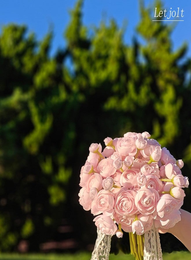 Letjolt Ranunculus Artificial Flower Pink Silk Flowers Faux DIY Bouquet for Wedding Engagement Centerpieces Arrangements Bridal Shower Decorations Home Décor, Pink - Image 3