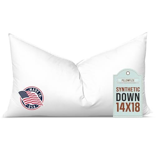 Pillowflex Synthetic Down Pillow Insert  14x18 Down Alternative Pillow Ultra Soft Small Rectangle Lumbar Travel Neck Sleeping Pillow  1 Decorative Pillow Form