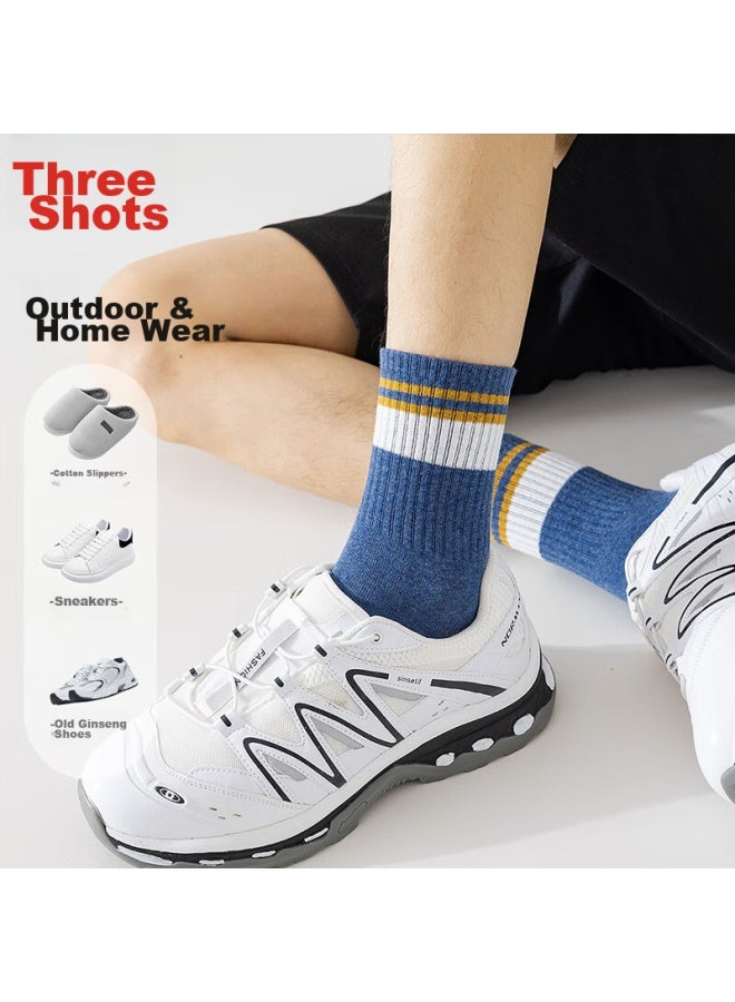 THREEGUN Sanqiang Men's Socks, Combed Cotton, Contrasting Color Mid-calf Socks, 100% Pure Cotton Socks - Image 4