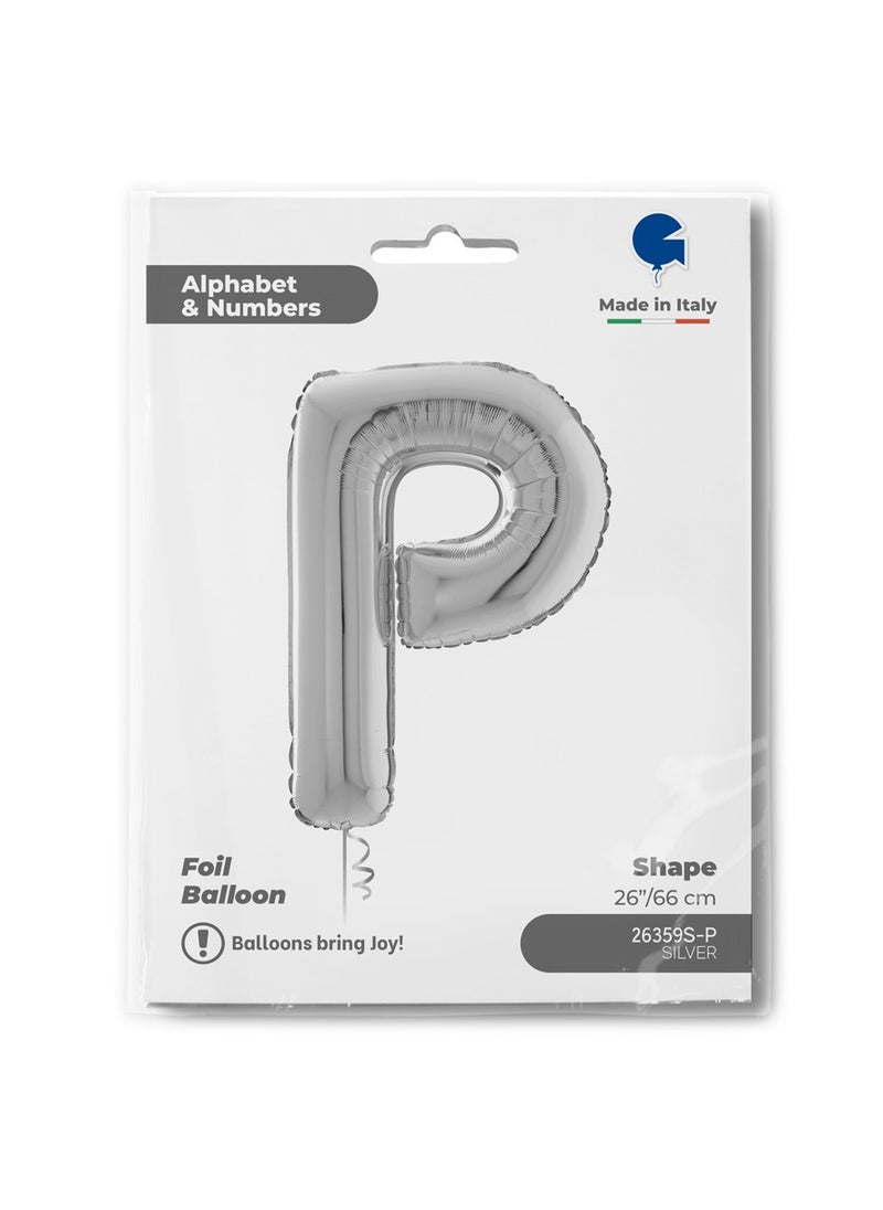 GRABO 26" Foil Balloon Letter P Silver  - Image 2