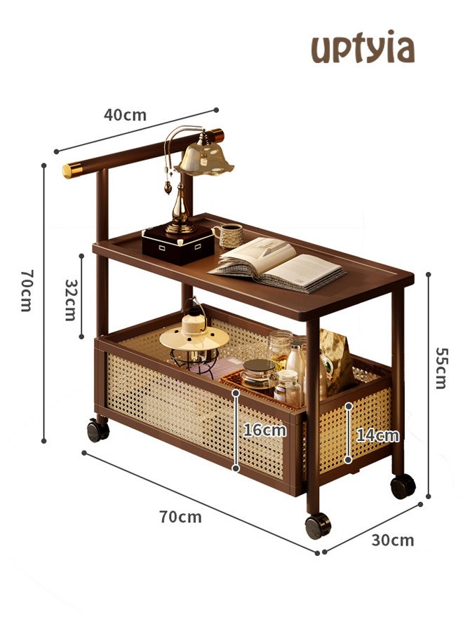 أوبتيا 2 عربة تقديم طاولة تقديم طاولة تقديم ذات مستويين مع عجلات عربة متحركة طاولة قهوة متحركة مع رف تخزين طاولة جانبية صغيرة متحركة - Image 3