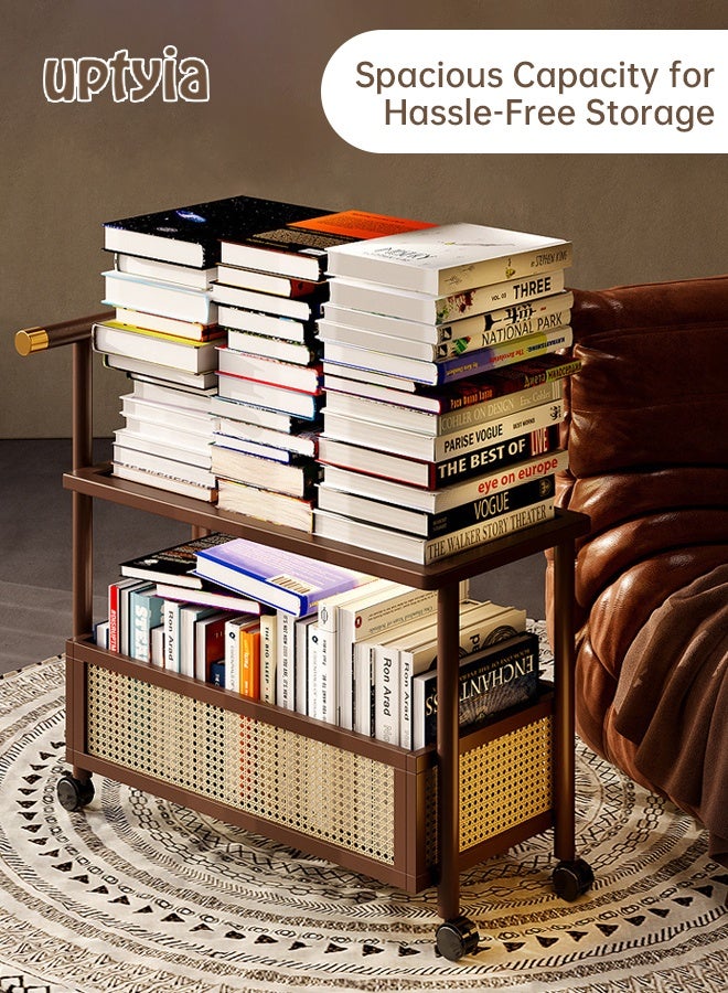 أوبتيا 2 عربة تقديم طاولة تقديم طاولة تقديم ذات مستويين مع عجلات عربة متحركة طاولة قهوة متحركة مع رف تخزين طاولة جانبية صغيرة متحركة - Image 4