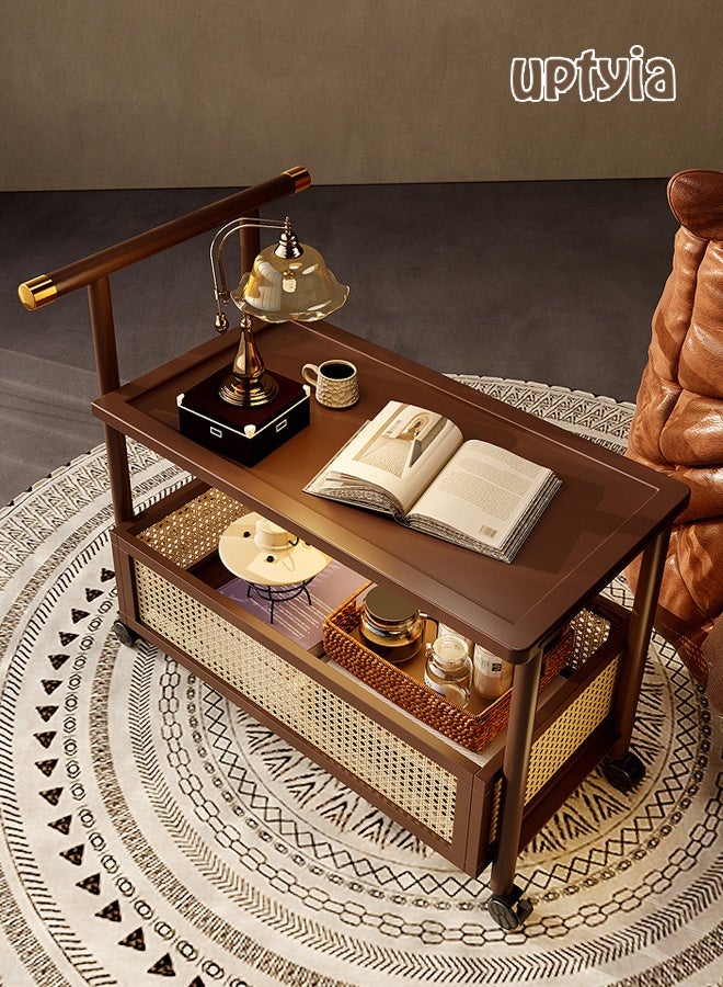 أوبتيا 2 عربة تقديم طاولة تقديم طاولة تقديم ذات مستويين مع عجلات عربة متحركة طاولة قهوة متحركة مع رف تخزين طاولة جانبية صغيرة متحركة - Image 5